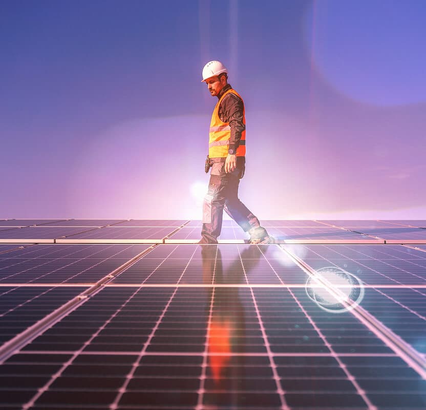 Solar farm on varied terrain